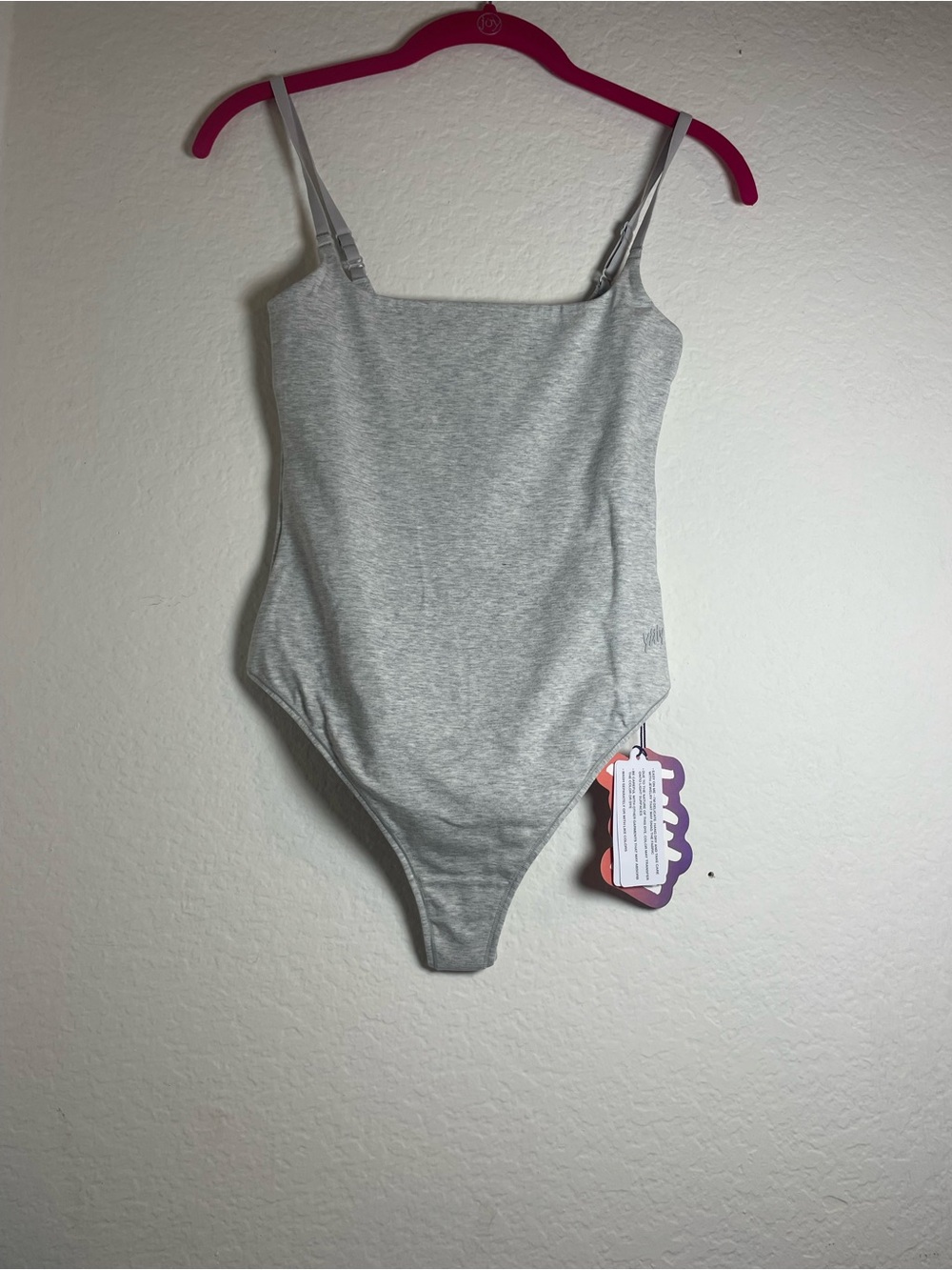 Yitty Gray Solid Stretch Strappy Thong
Bodysuit XS Women Logo Opaque
